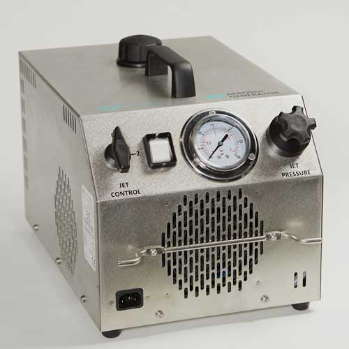 6D Laskin-nozzle aerosol generator with built-in compressor